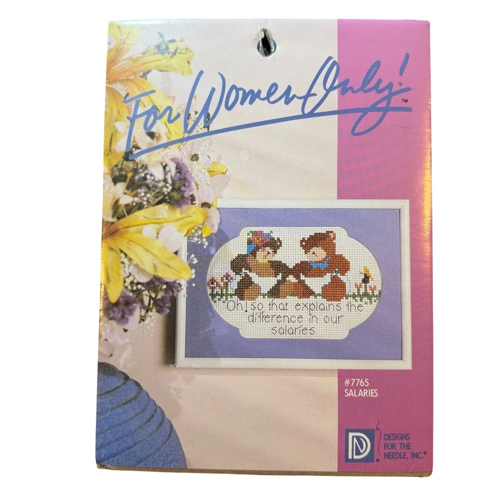Designs‎ for the Needle Cross Stitch Kit 7765 Salaries Teddy Bears Funny New VTG